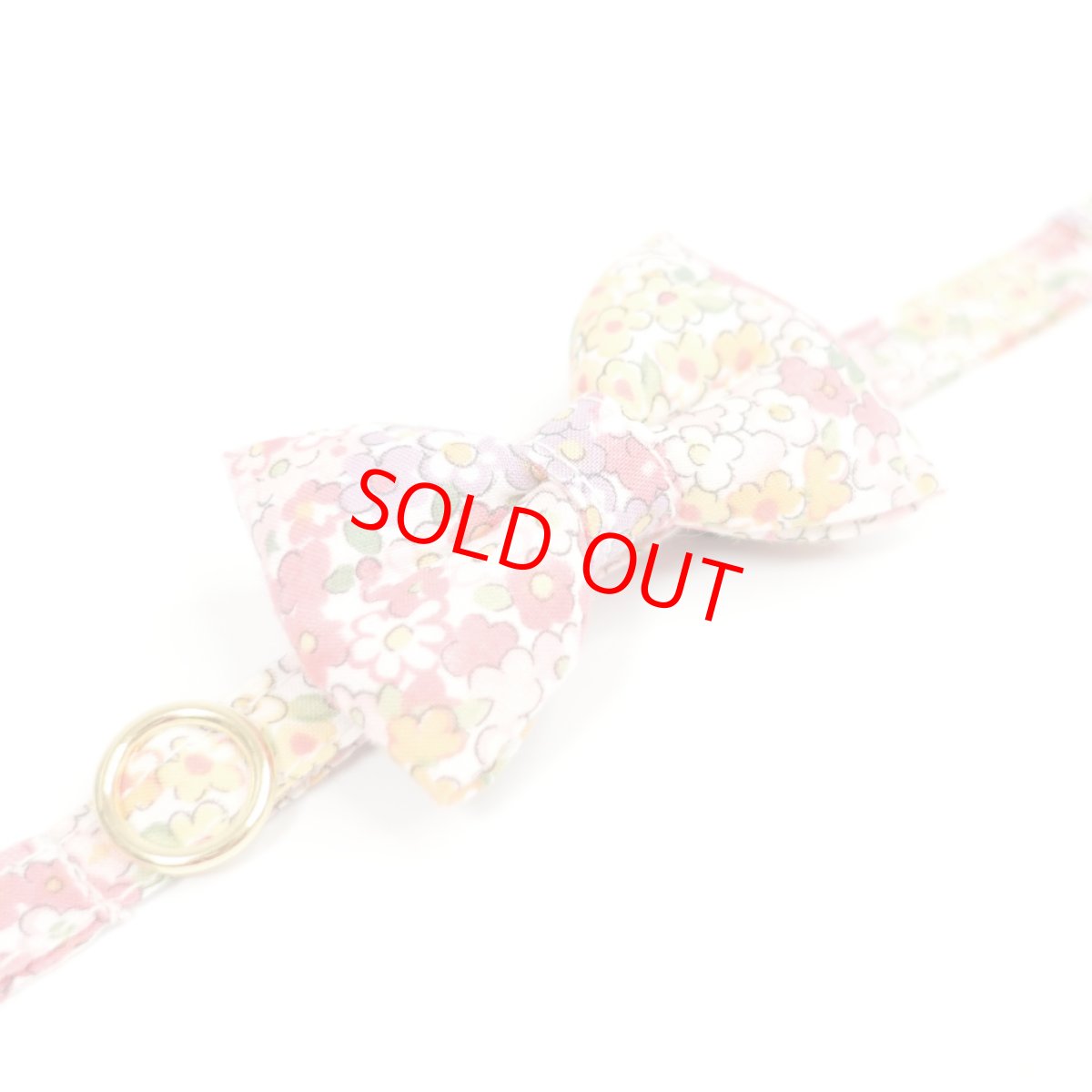 画像2: 大切な君に届けたい花束コレクションE柄・リボン猫首輪・（ピンク系小花柄リボン×小花柄首輪） (2)