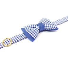 画像2: Ｂasic gingham Check/ベーシックギンガムチェック/ダブルリボン首輪（ブルー） (2)
