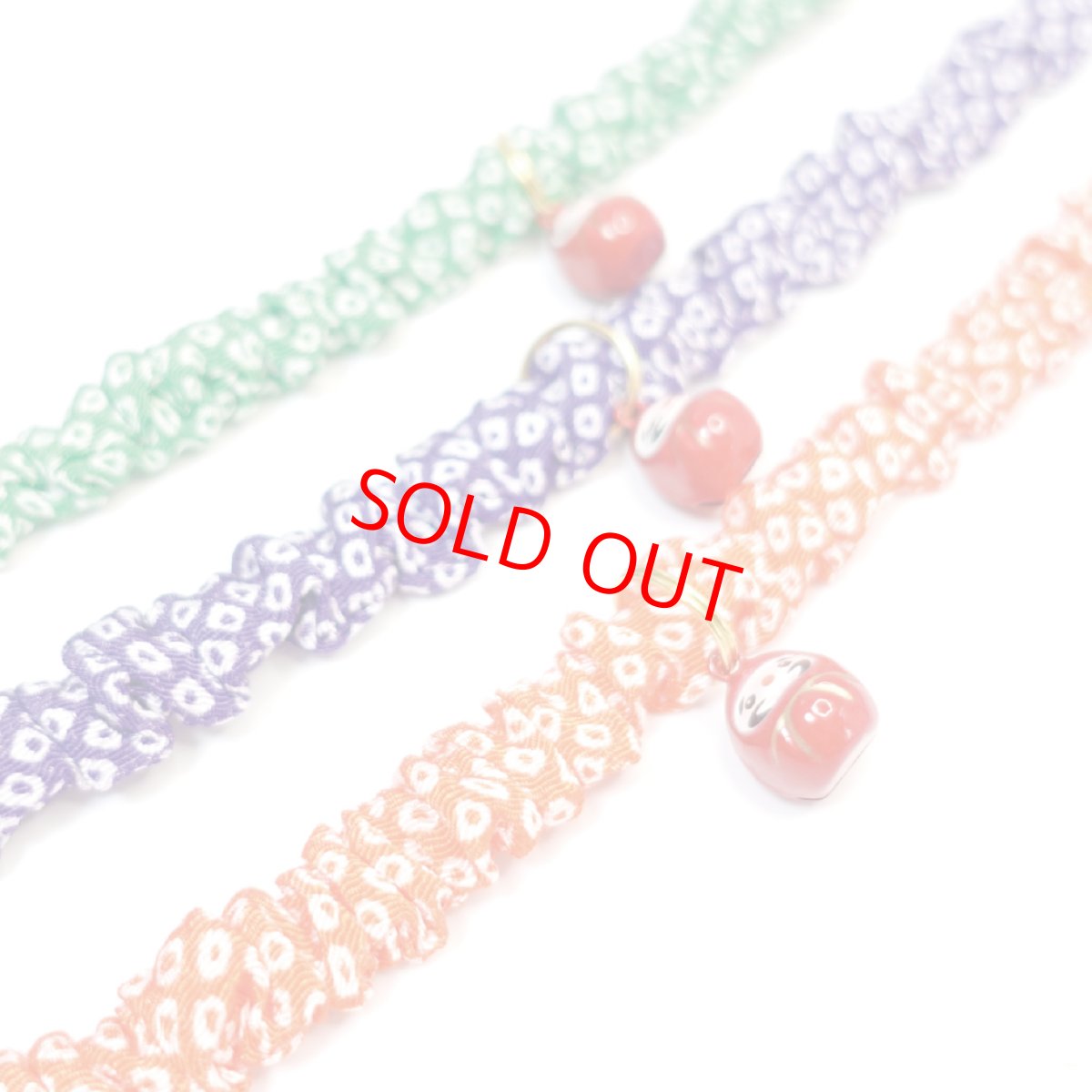 画像6: Mサイズ限定商品/だるま鈴付き/セイフティーバックル付きシュシュ猫首輪/鹿の子柄/３色展開 (6)