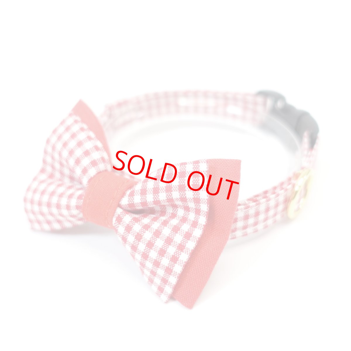 画像1: Ｂasic gingham Check/ベーシックギンガムチェック/ダブルリボン首輪（レッド） (1)