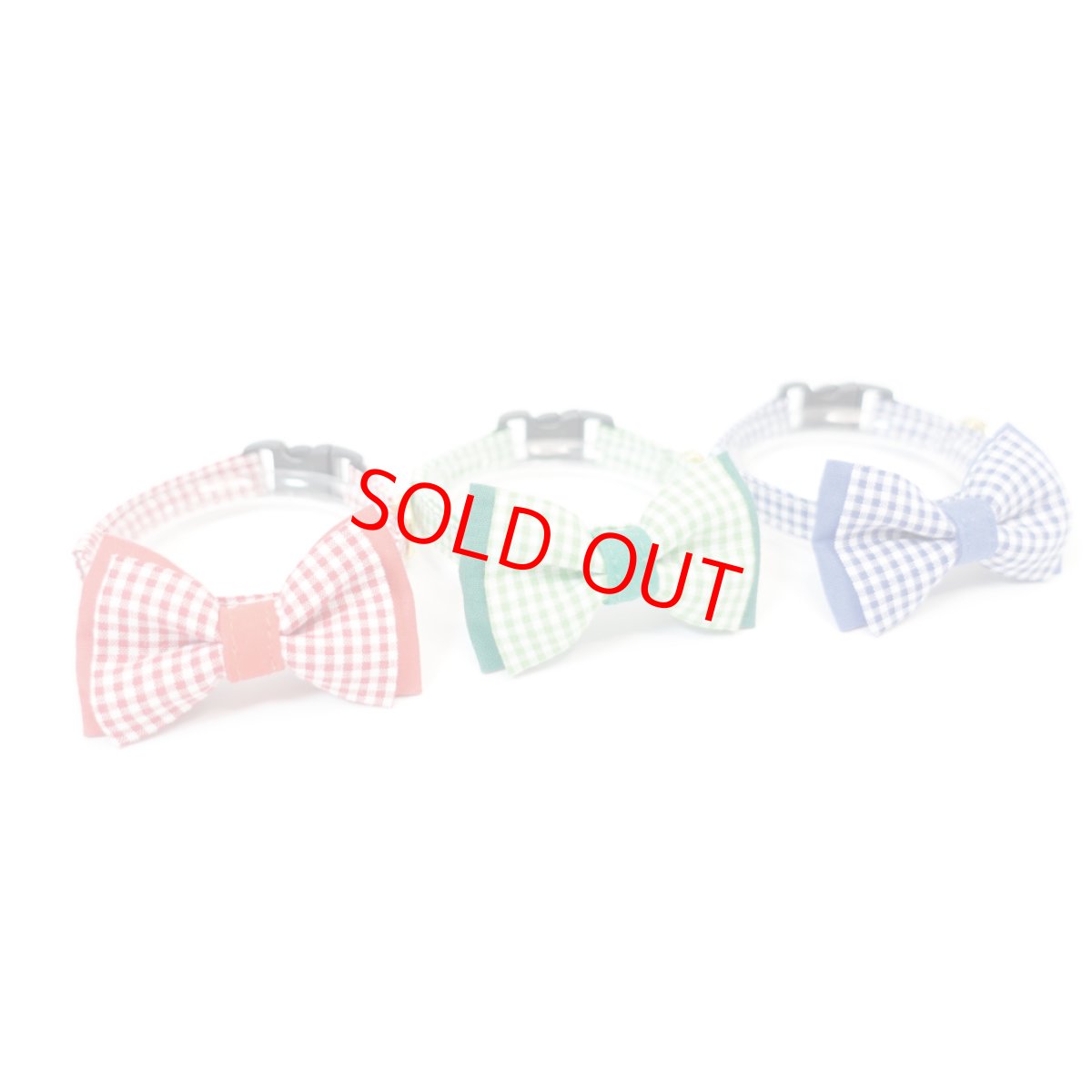 画像4: Ｂasic gingham Check/ベーシックギンガムチェック/ダブルリボン首輪（ブルー） (4)