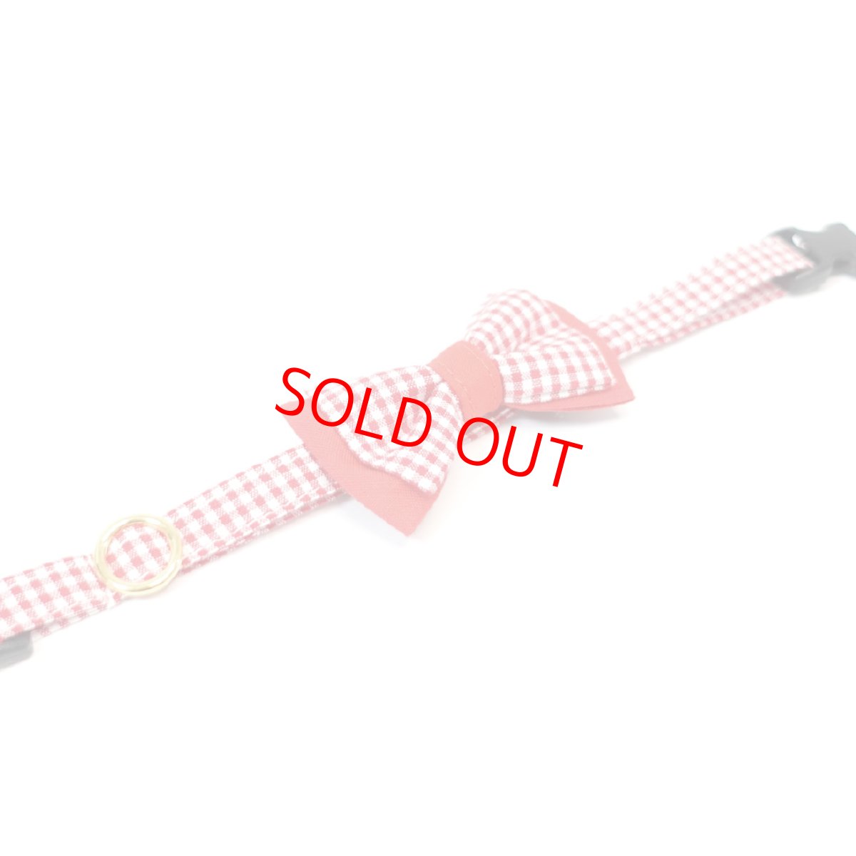 画像2: Ｂasic gingham Check/ベーシックギンガムチェック/ダブルリボン首輪（レッド） (2)