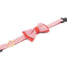 画像2: Ｂasic gingham Check/ベーシックギンガムチェック/ダブルリボン首輪（レッド） (2)