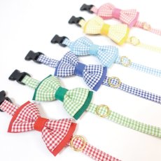 画像4: Ｂasic gingham Check/ベーシックギンガムチェック/ダブルリボン首輪（レッド） (4)