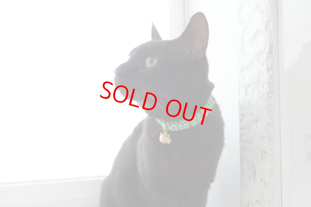 画像7: Mサイズ限定商品/招き猫ブラック鈴付き/セイフティーバックル付きシュシュ猫首輪/鹿の子柄/３色展開 (7)
