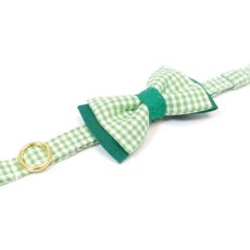 画像2: Ｂasic gingham Check/ベーシックギンガムチェック/ダブルリボン首輪（グリーン） (2)