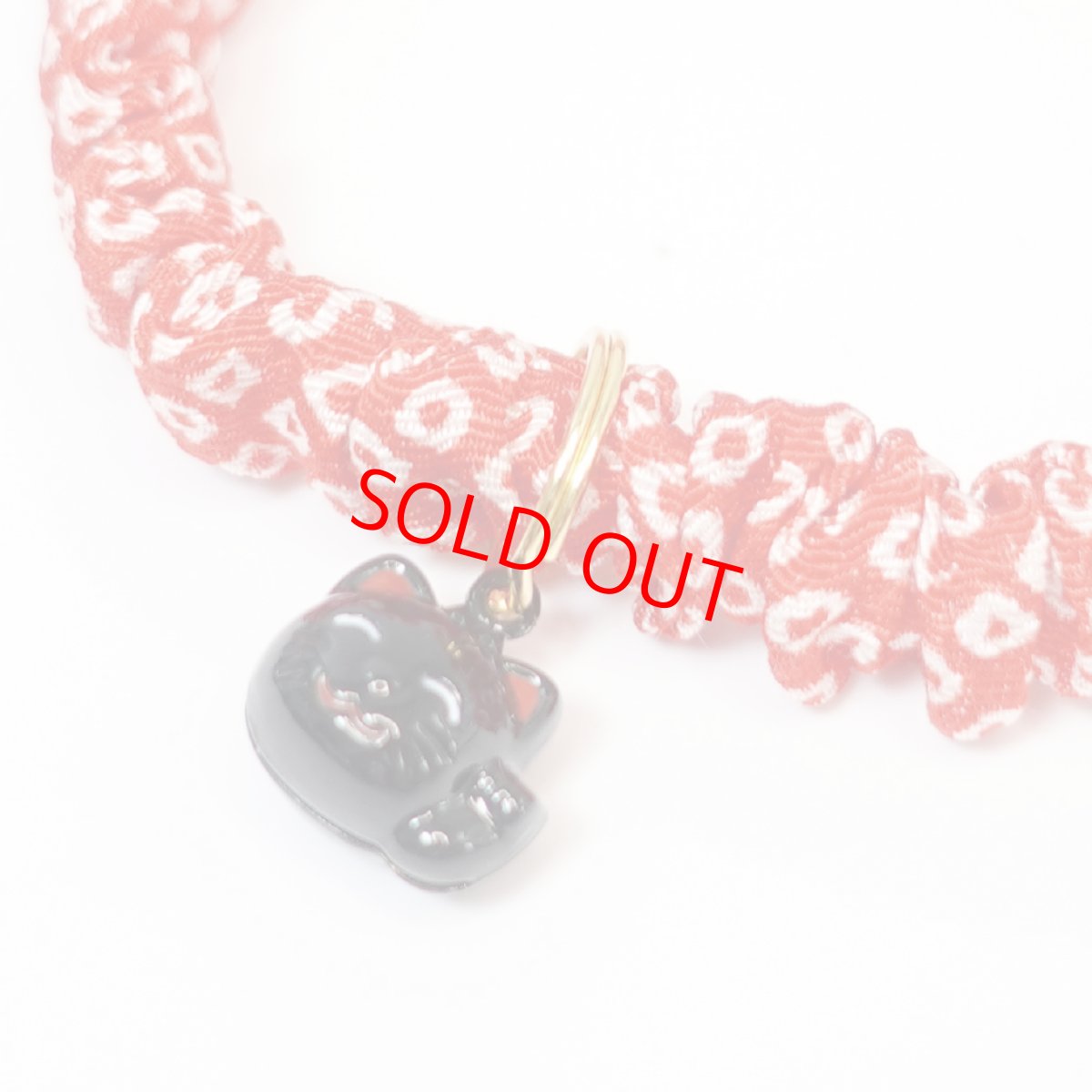 画像5: Mサイズ限定商品/招き猫ブラック鈴付き/セイフティーバックル付きシュシュ猫首輪/鹿の子柄/３色展開 (5)