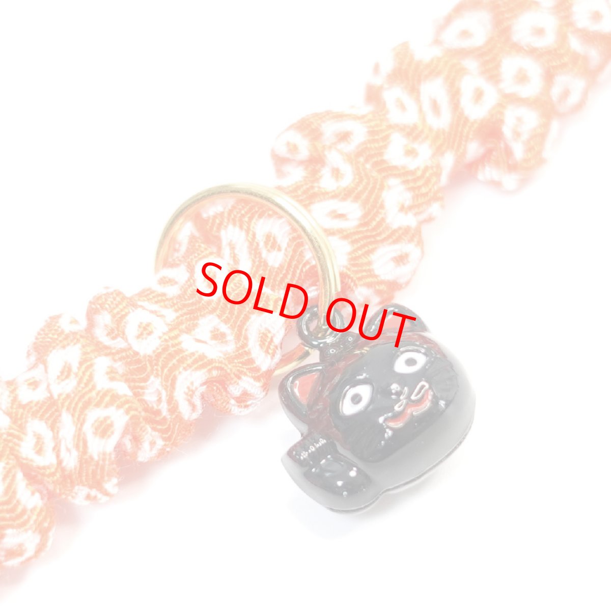 画像6: Mサイズ限定商品/招き猫ブラック鈴付き/セイフティーバックル付きシュシュ猫首輪/鹿の子柄/３色展開 (6)