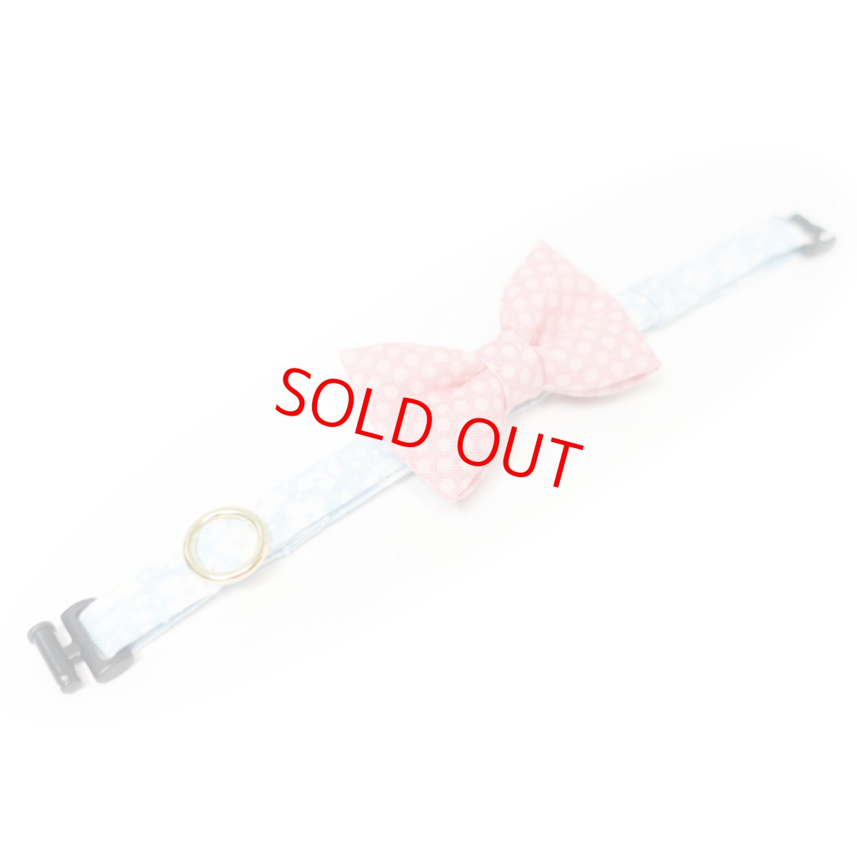 画像3: MODA・モダファブリックシリーズ・On The Bright Side（オンザブライトサイド）・リボン猫首輪・（ピンクドットリボン×水色首輪） (3)