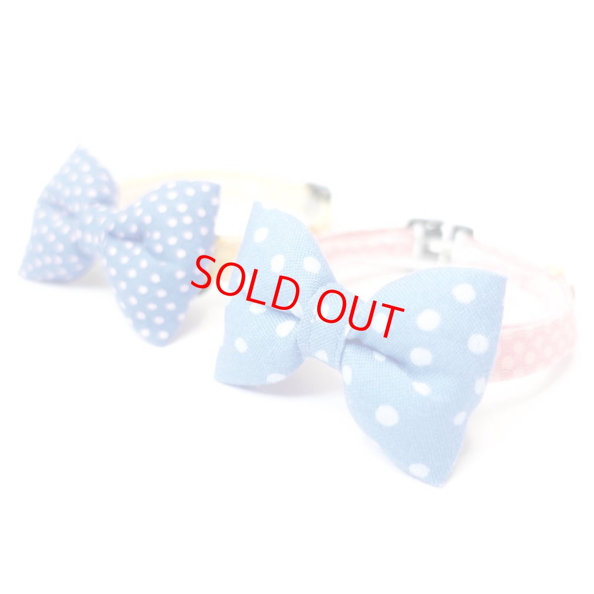 画像2: MODA・モダファブリックシリーズ・Ruby star（ルビースター）・リボン猫首輪・（ブルードットリボン×イエロードット首輪） (2)