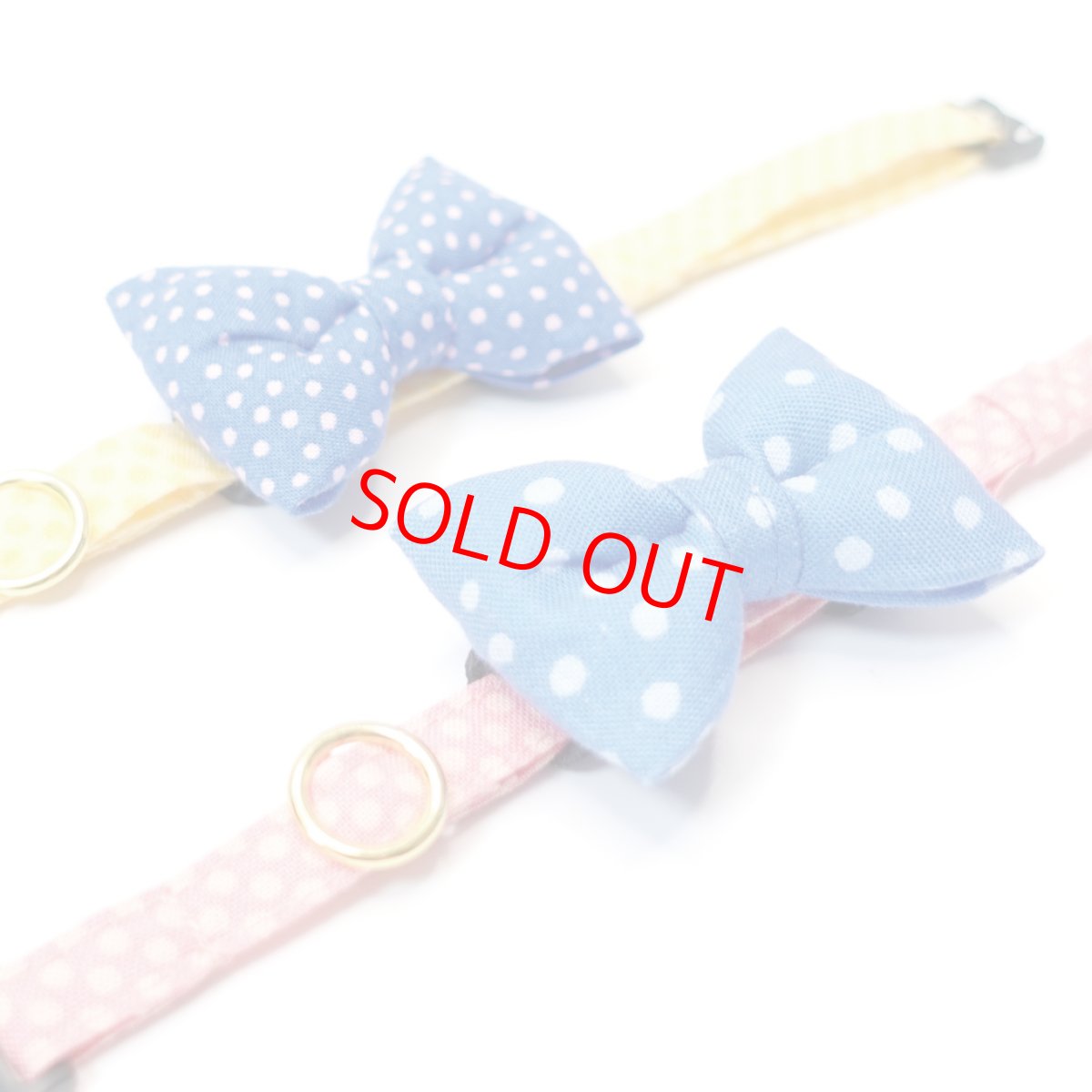 画像3: MODA・モダファブリックシリーズ・Ruby star（ルビースター）・リボン猫首輪・（ブルードットリボン×イエロードット首輪） (3)