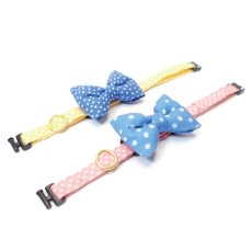 画像4: MODA・モダファブリックシリーズ・Ruby star（ルビースター）・リボン猫首輪・（ブルードットリボン×イエロードット首輪） (4)