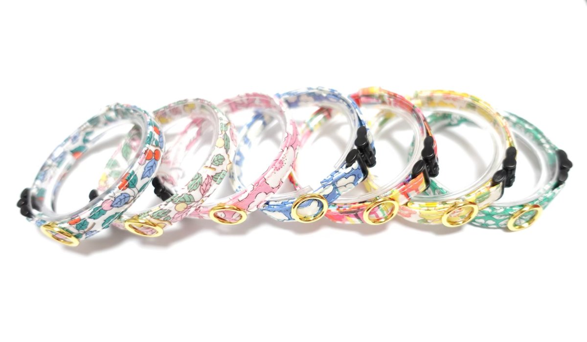 画像5: エアリー首輪・LIBERTY Fabrics・リバティ・ファブリックス猫首輪・（Betsy Boo/ベッツィブー）ブルー (5)