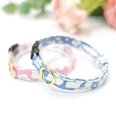 画像3: エアリー首輪・LIBERTY Fabrics・リバティ・ファブリックス猫首輪・（Betsy Boo/ベッツィブー）ブルー (3)