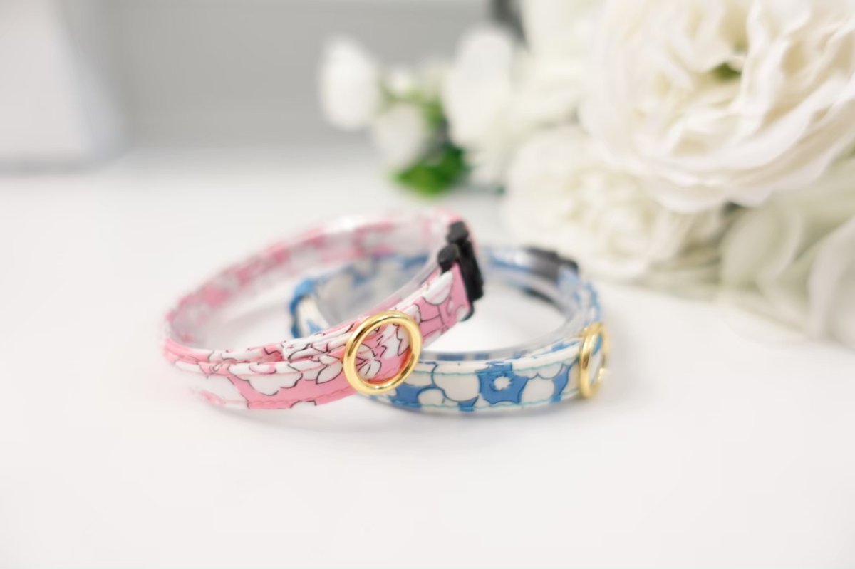 画像4: 子猫用首輪・エアリー首輪・LIBERTY Fabrics・リバティ・ファブリックス猫首輪・（Betsy Boo/ベッツィブー）ピンク (4)