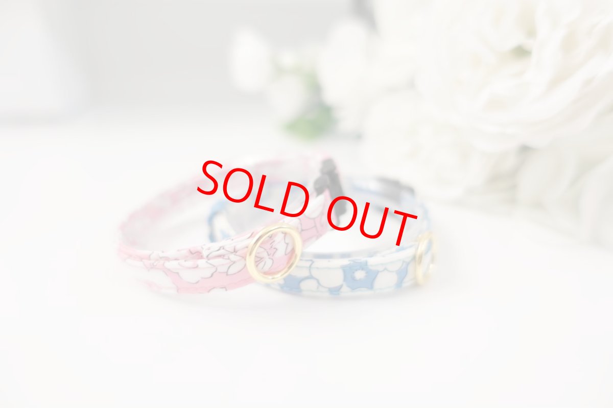 画像4: 子猫用首輪・エアリー首輪・LIBERTY Fabrics・リバティ・ファブリックス猫首輪・（Betsy Boo/ベッツィブー）ブルー (4)