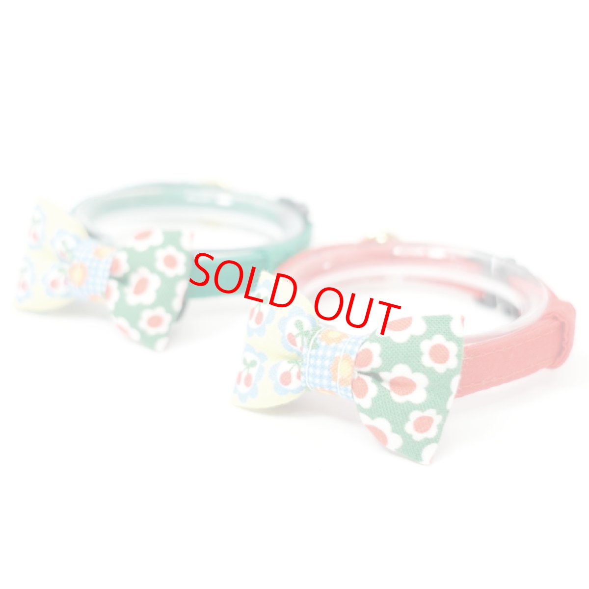 画像6: 昭和レトロな左右柄違い・ミニリボン猫首輪（G柄） (6)