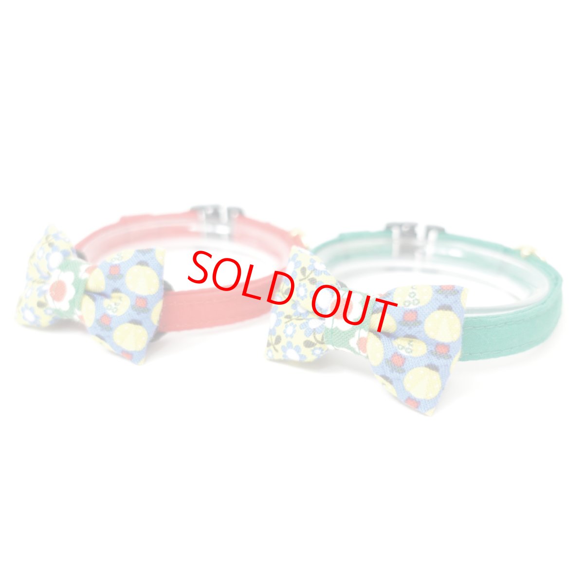 画像6: 昭和レトロな左右柄違い・ミニリボン猫首輪（J柄） (6)