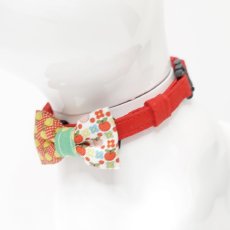 画像4: 昭和レトロな左右柄違い・ミニリボン猫首輪（K柄） (4)
