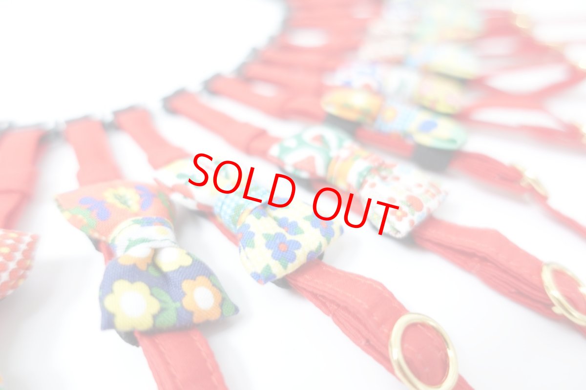 画像8: 昭和レトロな左右柄違い・ミニリボン猫首輪（F柄） (8)