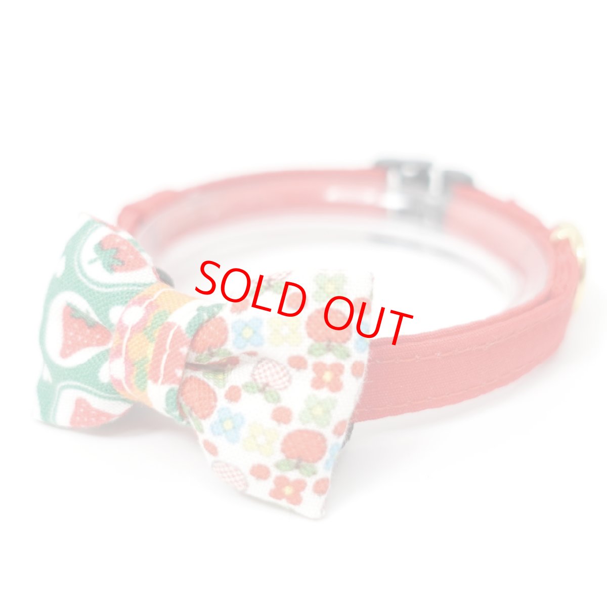 画像3: 昭和レトロな左右柄違い・ミニリボン猫首輪（I柄） (3)