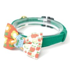 画像3: 昭和レトロな左右柄違い・ミニリボン猫首輪（N柄） (3)