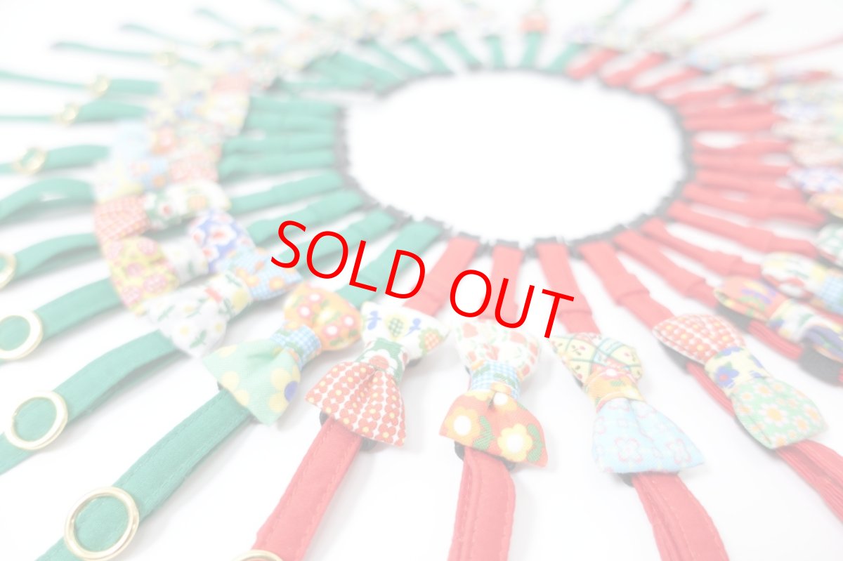 画像9: 昭和レトロな左右柄違い・ミニリボン猫首輪（F柄） (9)