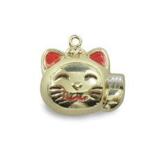 画像1: 招き猫鈴/艶ありゴールド (1)