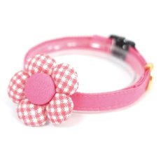 画像1: Ｂasic gingham Check/ベーシックギンガムチェック/フラワーモチーフ猫首輪（（ピンク） (1)