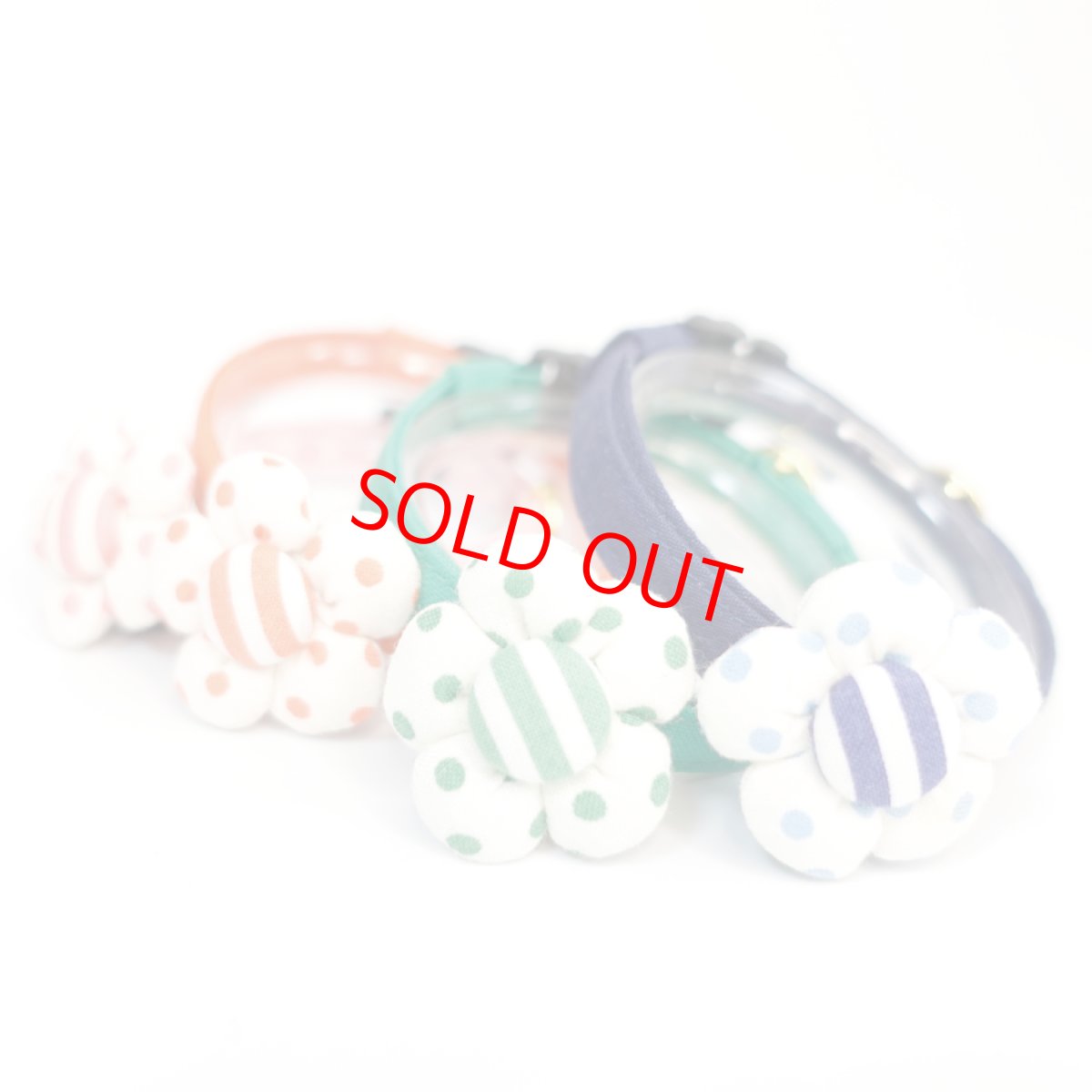 画像2: レトロドット・フラワーモチーフの首輪（ネイビー） (2)