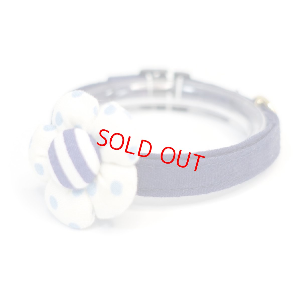 画像1: レトロドット・フラワーモチーフの首輪（ネイビー） (1)