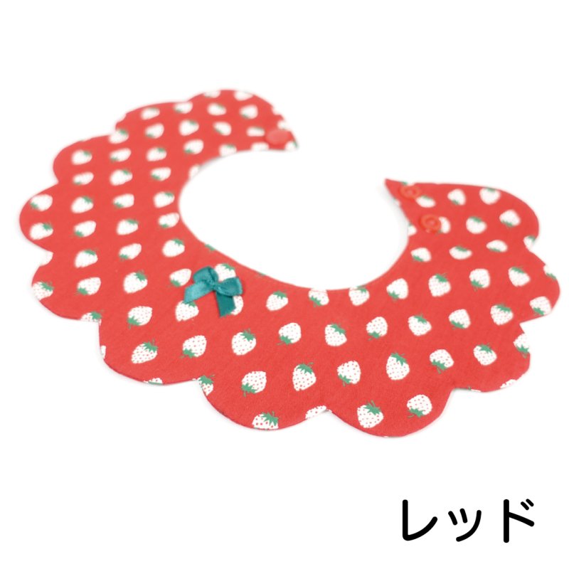 イチゴ柄/猫のスタイ首輪/シングル衿【ロングタイプ】3色展開 - Nonbillie