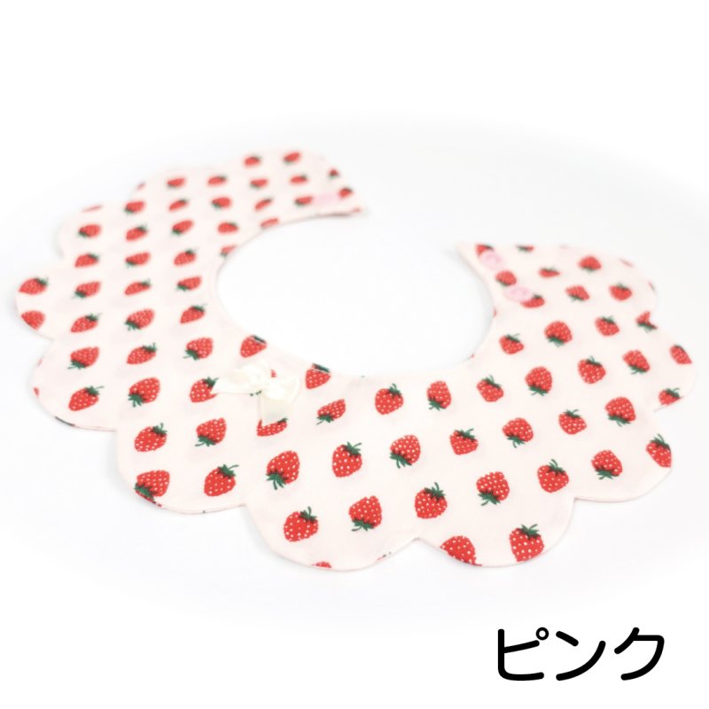 イチゴ柄/猫のスタイ首輪/シングル衿【ロングタイプ】3色展開 - Nonbillie