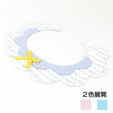 画像1: リボン柄×ギンガムチェック/猫のスタイ首輪/ダブル衿【ショートタイプ】2色展開 (1)