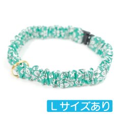 画像1: エアリーシュシュ・LIBERTYファブリック・シュシュ猫首輪・GODWIN（ゴドウィン）グリーン (1)