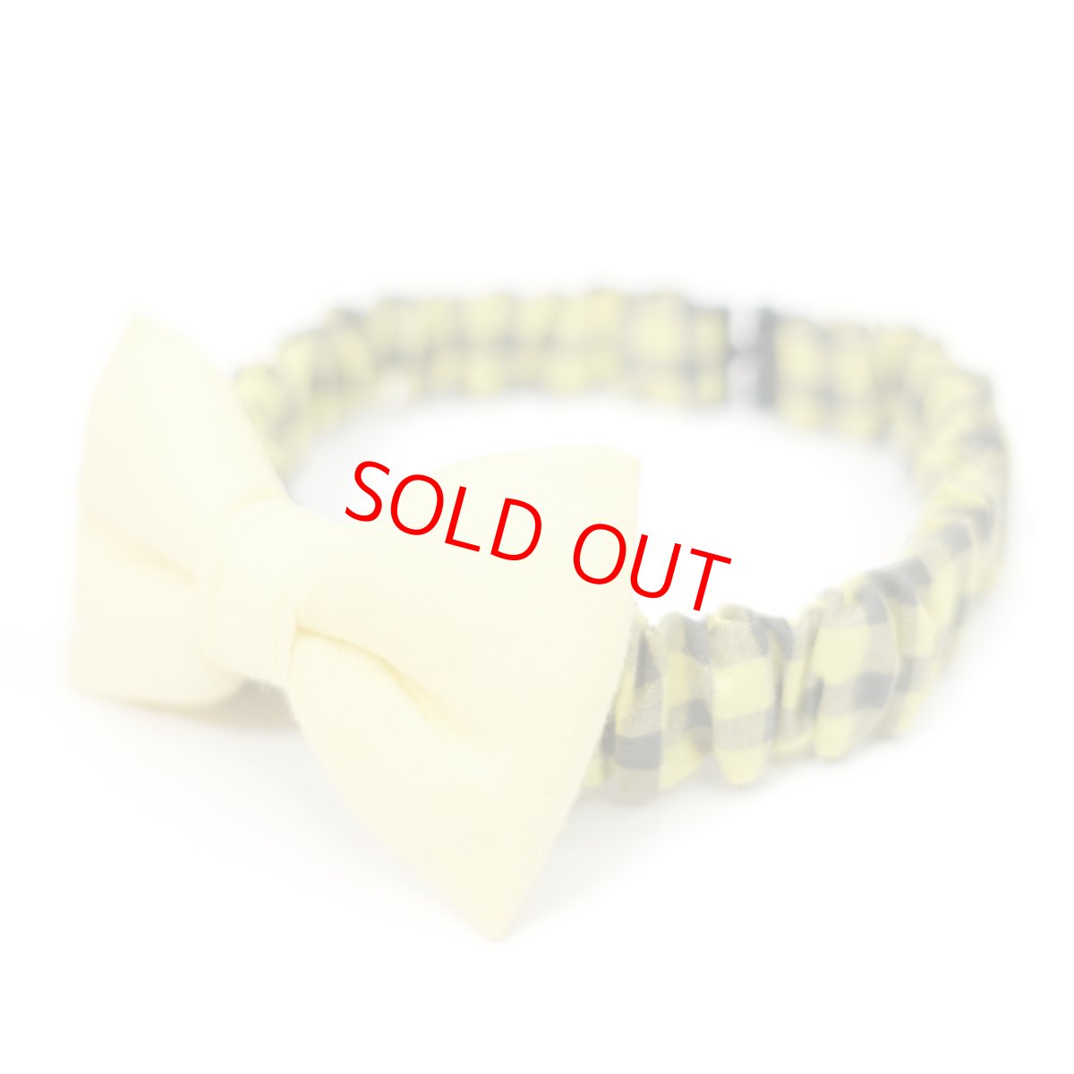 画像3: チャオズ君・テンテン君別注商品・リボン・シュシュ猫首輪/セーフティーバックル付き/NATSUBI・デザイナーズファブリック（ピンク＆イエロー）ハート鈴２個 (3)