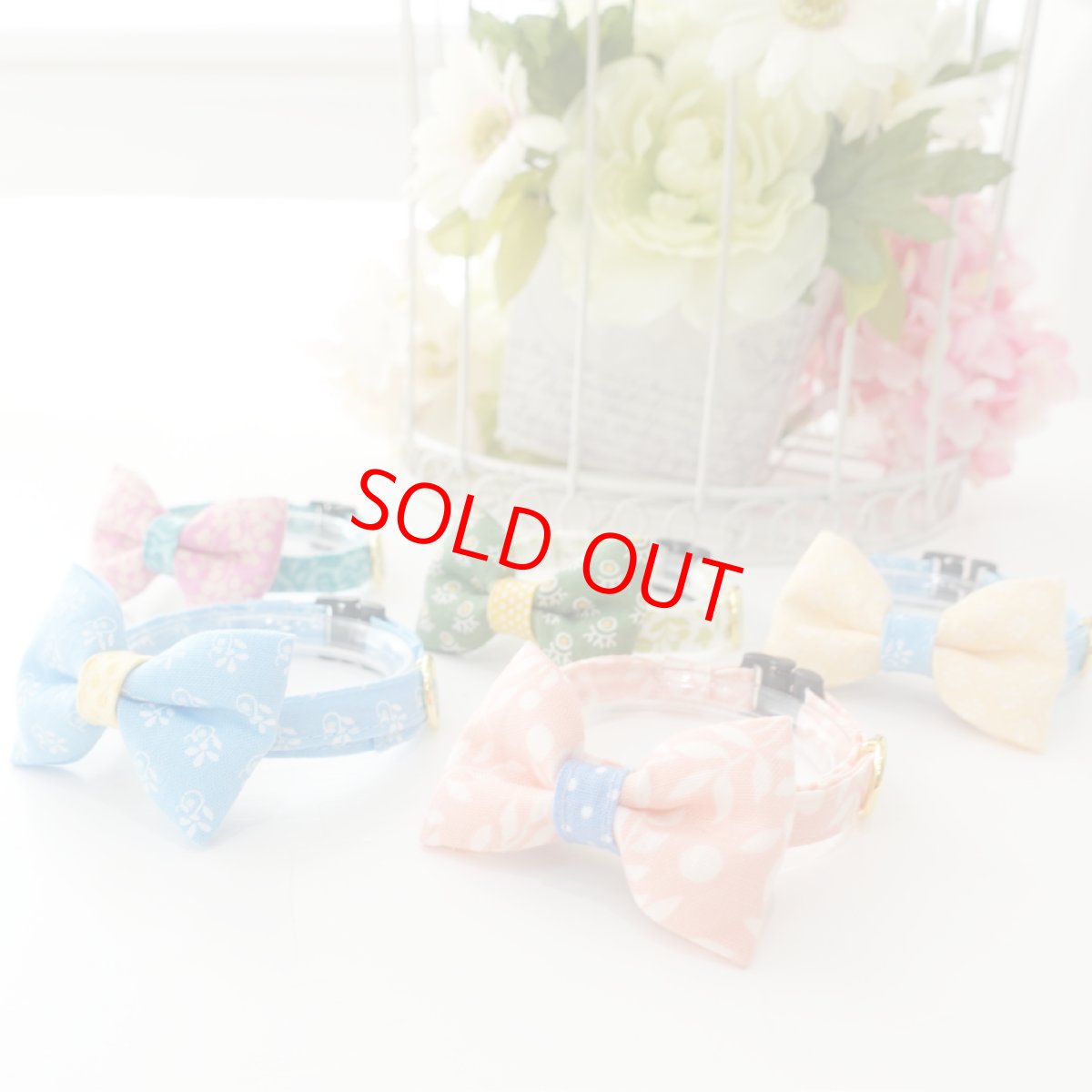 画像5: 森のティーパーティーコレクションA柄・リボン猫首輪 (5)