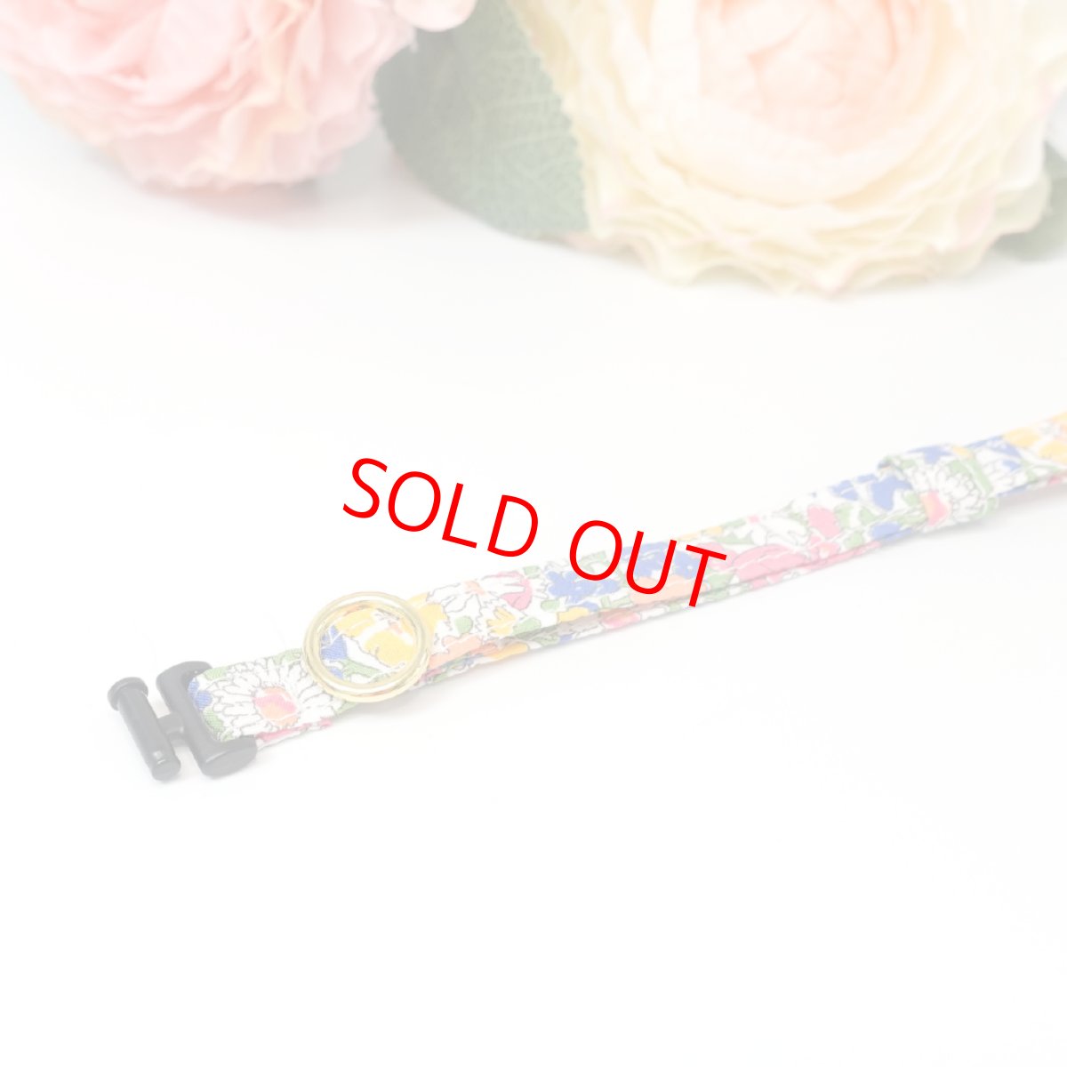 画像2: エアリー首輪・LIBERTY Fabrics・リバティ・ファブリックス猫首輪 Delilah Cavendish (デリラキャヴェンディッシュ） オレンジ＆ブルー (2)