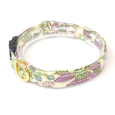 画像1: 子猫用首輪・エアリー首輪・LIBERTY Fabrics・リバティ・ファブリックス猫首輪(Emily/エミリー)グリーン×パープル (1)