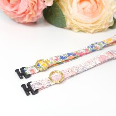 画像3: エアリー首輪・LIBERTY Fabrics・リバティ・ファブリックス猫首輪Betsy （ベッツィ）ディープピンク＆オレンジ (3)