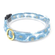 画像1: エアリー首輪・LIBERTY Fabrics・リバティ・ファブリックス猫首輪（Xanthe Sunbeam ザンジー・サンビーム）水色 (1)