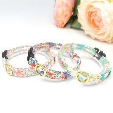 画像4: 子猫用首輪・エアリー首輪・LIBERTY Fabrics・リバティ・ファブリックス猫首輪(Emily/エミリー)グリーン×パープル (4)