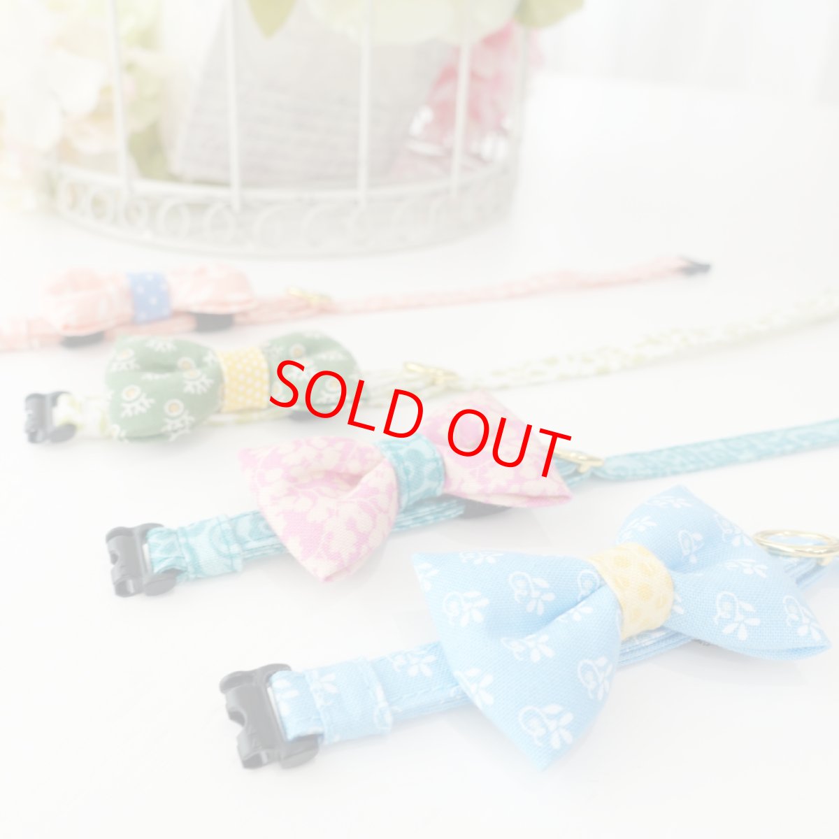 画像4: 森のティーパーティーコレクションA柄・リボン猫首輪 (4)