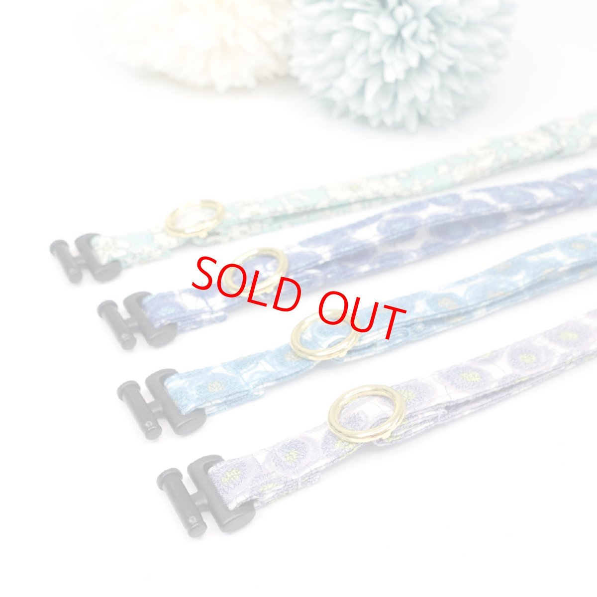 画像4: エアリー首輪・LIBERTY Fabrics・リバティ・ファブリックス猫首輪（Xanthe Sunbeam ザンジー・サンビーム）水色 (4)