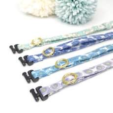 画像4: エアリー首輪・LIBERTY Fabrics・リバティ・ファブリックス猫首輪（Xanthe Sunbeam ザンジー・サンビーム）ネイビー (4)