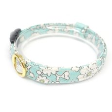 画像1: エアリー首輪・LIBERTY Fabrics・リバティ・ファブリックス猫首輪（リバティプリント カペル）グリーン系 (1)