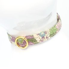 画像2: 子猫用首輪・エアリー首輪・LIBERTY Fabrics・リバティ・ファブリックス猫首輪(Emily/エミリー)グリーン×パープル (2)