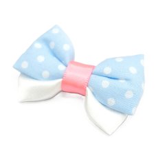 画像1: IRODORI・リボン/セレクトパーツ/水色ドット×ピンク（首輪は別売りです） (1)