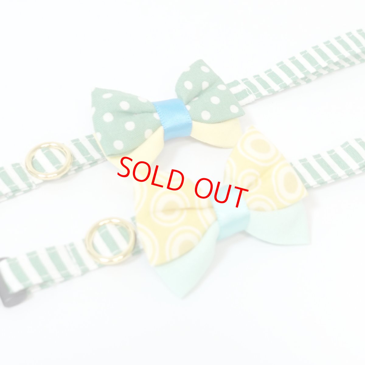 画像8: IRODORI・猫首輪・シンプル猫首輪/グリーンボーダー柄（リボン等の飾りパーツは別売りです） (8)