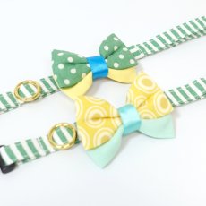 画像8: IRODORI・猫首輪・シンプル猫首輪/グリーンボーダー柄（リボン等の飾りパーツは別売りです） (8)